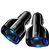 För iPhone Samsung Car Charger USB QC3.0 Snabbladdning Snabbladdare Fordon Adapter Type-C Universal No Retail Box 3-Port LED 11 12 13 Pro Max Android Phone Mini