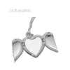 BtSub Craft Exprs Sublimation Blancs Belle Sier Or Coeur Chaîne Pendentif Ailes D'ange Couverture Bijoux Collier