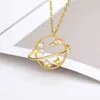 Designer Necklace Luxury Jewelry Crystal Moon Planet for Women Cute Gold Chain Zircon Pendant 2021 Trend Fashion Jewerly Gift Collier Femme