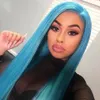 Long Straight Synthetic Lace Front Wig for Black Women middle part greenpinkblue Purple Color machina made Wigs natural scalp c1696588
