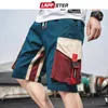 LAPPSTER Summer Patchwork Sweatshorts Men Basketball Camo Cargo Shorts Cotton Army Green Running Plus Size Joggers 210714