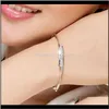 Brazalete Pulseras Jewelryversion Of The Diamond Zircon Hebilla abierta femenina Pulsera de moda creativa Sier Jewelry Wholesale 2380 Drop Delivery