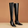 ALLBITEFO size 34-43 wedges heel women over the knee boots fashion sexy pointed toe Microfiber high heel shoes riding boots 210611