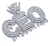 Nome personalizado Iced Out Crown Letters Chain Pingents Colares