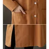 Trench da donna Giacca a vento primaverile da donna 2022 Vintage Allentato Taglie forti Abito camicia a maniche lunghe in lino di cotone di media lunghezza Donna