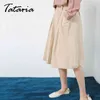 Tataria女性のAラインスカート高ウエストSは学校のカジュアルな膝丈S Femme Faldas 210514