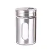 Nowcerb Narzędzia Spice 80 ml Shakers Słoiki Słoik Słowy Salt Pieprz Metalowy Ze Stali Nierdzewnej Z Okno Narzędzie kuchenne EWB6682