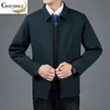 Krokodilmärke Mäns Enkla Solid Färg Jacka Spring Coat Middle Aged och Old Men's Casual Lapel Jacket 210927