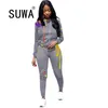 Frauen Sweatshirt und Jogginghose Sets Patchwork Mode Trainingsanzug Casual Langarm Pullover Hosen Herbst Sportwear Für 210525