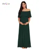 Ruffle Off Ombro Maternidade Vestido Gravidez Long Trim Maxi Vestido de Verão com Photographyfaby Duche G220309