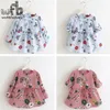 Retail 2-8 years child girl long-sleeves dress spring autumn fall summer print butterfly and flowers Q0716