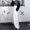 Pantalon large femme automne hiver version coréenne Harajuku style rétro blanc décontracté lâche taille haute élastique pantalon 210526