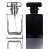 Vente en gros 30 ml / 1 oz. Bouteille de parfum noire transparente vide, bouteilles d'atomiseur en verre vides carrées portables avec applicateur de pulvérisation