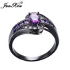 Wedding Rings JUNXIN Female Purple Oval Ring Fashion White Black Gold Filled Jewelry Vintage For Women Birthday Stone Gifts8712666