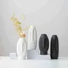 Vaso cerâmico branco preto cabeça humana cabeça arte rosto nórdico decoração vasas moderna sala de estar arranjo de flores ornamentos artesanato 211103