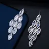 Moda AAA Cúbica Zircônia Noiva Casamento Luxo Rhombus Charm Brincos Designer Jóias 18k Ouro Cobre Branco Diamante Brinco De Prata Festa Para Mulheres Presente