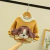 秋の赤ちゃんガールズボーイズ犬のセーターコートキッズ編み物プルオーバートップスtpddler漫画長袖211201