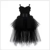 Halloween crianças meninas negras bruxa vestido fantasia crianças v-pescoço sereia cauda tutu princesa feriado macio vestido 210529