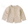 Autumn Winter Infant Warmth Kids Girl Long Sleeve Cardigan Coat Clothing Baby Girls Cute Hollow Out Knit Jacket 210521
