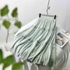Office Elastic High Waisted A Line Maxi White Summer Long Skirts For Women Chiffon Pleated Skirt Solid 9937 210415