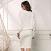 Foridol Batwing Manches Oversize Bodycon Midi Pull Robe Femmes Automne Hiver Tricoté Vintage Blanc Casual Bureau Robe 210415