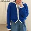 MATAKAWA mode coréenne contraste couleur Cardigan femmes fermeture éclair lâche point épais femmes chandails court revers pull manteau hauts 210914