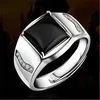 Anillos para hombre Anillo de cristal para hombre Ágata negra con apertura ajustable Estilos de Lady Cluster de vida negra suave Banda