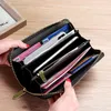 Portafoglio organizer corto da donna Tinta unita Hasp Mini Portafogli Borse da donna all'ingrosso Carta di credito Vera pelle Nero / rosso / grigio Q61X40