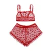 Sexy Lingerie Set Women Tempting Red Lace Transparent Fashion Embroidery Porno Underwear Corset Pajamas Lenceria Erotic Bras Sets