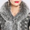 Мода имитация кролика меховой воротник с капюшоном вязаный мыс Femme осень зима серый большой плащ роскошный бренд шаль Poncho EURWWEAR H0923