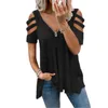 夏のワッフルジッパーVネックオフショルダーTシャツ女性カジュアルルース半袖特大Tシャツプラスサイズの女性ソフトトップ210522