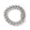 14mm Koper Curb Cubaanse Link Armbanden Iced Out CZ Armband Goud Zilverkleur Voor Mannen