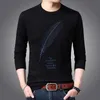 Camisola de marca de moda para mens pulôver O-pescoço magro ajuste jumpers knitwear inverno quente estilo coreano roupas casuais roupas 211018