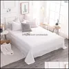 Ensembles de draps Fournitures de literie Textiles de maison Jardin Chambre Simple Double Jaune Coton Drap plat Couvre-lit Linge de maison Textiles de maison El Lit Twin