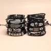 Vintage woven cowhide Bracelet diy12 style 12 piece suit men's leather chain arm ornament Alloy skull Infinity five star