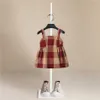 2021 Moda Girls Abiti estivi Abiti per bambini Vestiti per bambini Senza maniche Plaid Strisce Princess Dress Elegante 1 -5 Anno Girl Dres Q0716