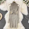 Knit Dresswomen inverno vestido de malha gola alta gola fria manga comprida slim ajuste curto camisola casual mulher outono roupas