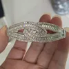 Aankomst Top Selling Luxe Sieraden Prinses Cut White Clear 5a Cubic Zirconia Cross Bangle Women Wedding Bracelet Gift