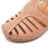 Femmes sandales été dames filles en cuir Vintage boucle décontracté couture femmes chaussures solide femme plate-forme 220314
