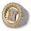 Erkek hip hop buzlu taşlar halkalar moda altın İsa yüzük takılar yüksek kaliteli simülasyon elmas yüzük