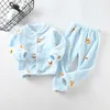 Children's pajamas winter thick warm suit flannel home service pajamas cartoon boys and girls home service baby two-piece suit 210908
