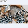 Zevity Women Vintage Leopard Patchwork Flower Print Casual Smock Blus Kvinna Långärmad Busines Shirts Blusas Tops LS7316 210603