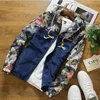 Jaquetas masculinas qsuper primavera outono de outono homens floral slim fit flores piloto casaco piloto de capuz dos EUA