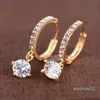 Zircon Circle Hoop Earrings Stud Kvinnor Diamond Pendant