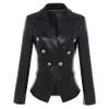 HIGH STREET est Baroque Fashion Designer Blazer Jacket Women's Lion Metal Buttons Faux Leather Outer Coat 211019