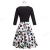 Nice-Forever Spring Women Elegant Floral Patchwork Vintage Print Dresses Casual Pinup A-Line Flare Swing Dress Btya057 210419