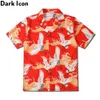 Kraan Volledige Gedrukt Hawaiiaans Shirt Mannen Cube Collar Vintage Heren Shirts Mannelijke Top 210603