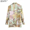 Zeefity Dames Vintage Paisley Totem Print Open Stitching Blazer Coat Vrouwelijke Chic Busince Court Cardigan Suits Tops CT729 X0721