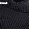 Kobiety Moda Solid Color Turtleneck Kołnierz Krótki Knitting Sweter Kobiet Chic Podstawowe Casual Pullovers Crop Tops S465 210420