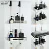 Bathroom Shower Shelves 2 Layer Shampoo Holder Bath Storage Towel Hanging Bathroom Stainless Steel Polished ELM330 210724